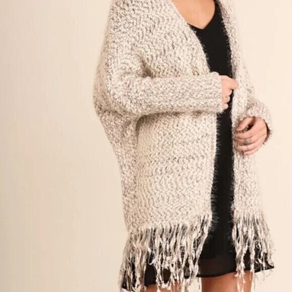 Umgee Open Front Cardigan Oversized Granny Boho Grandma Chic Cozy School S - Picture 2 of 9